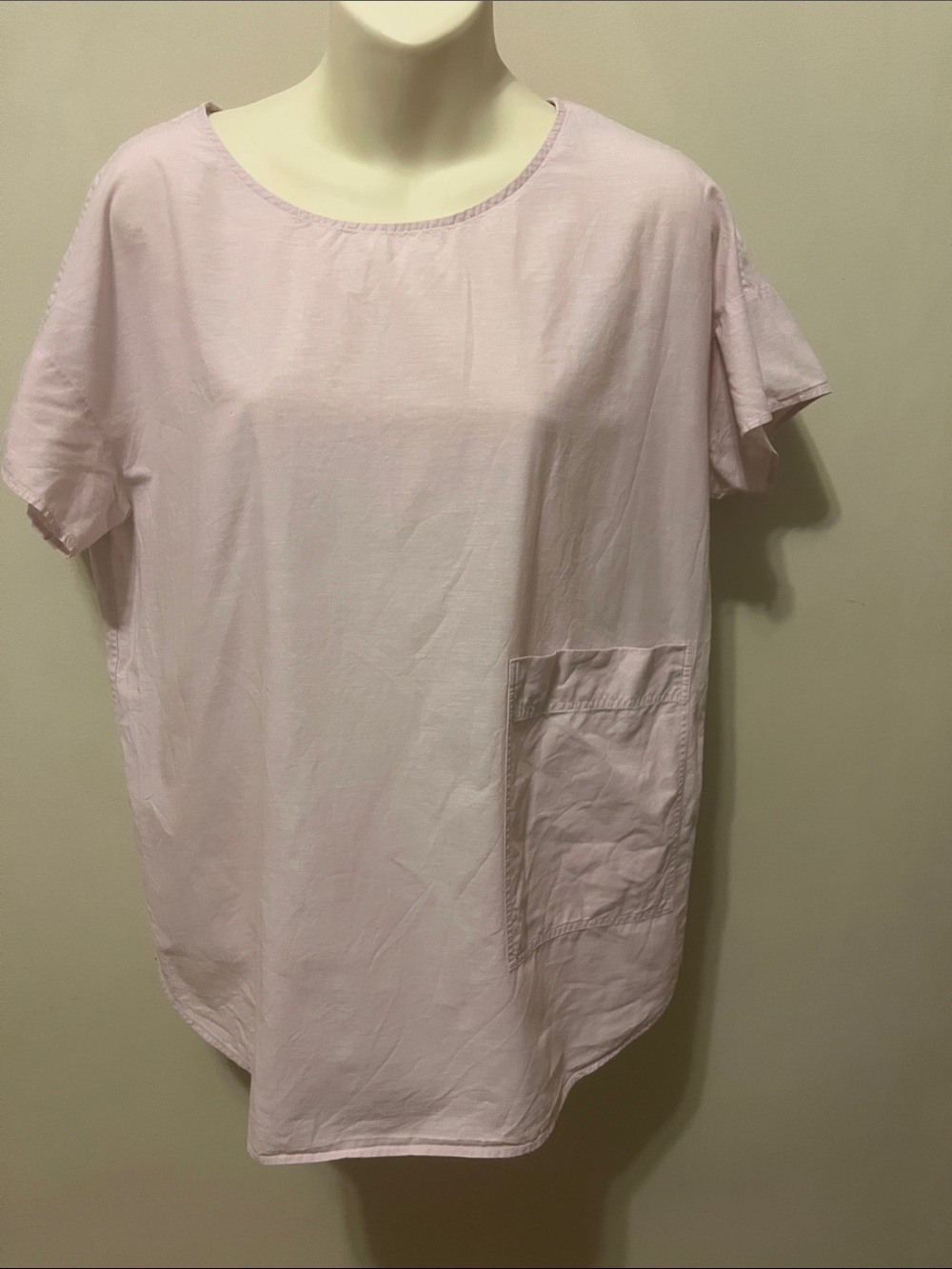 COS Oversized Linen Blend Short Sleeve Top in Light Pink